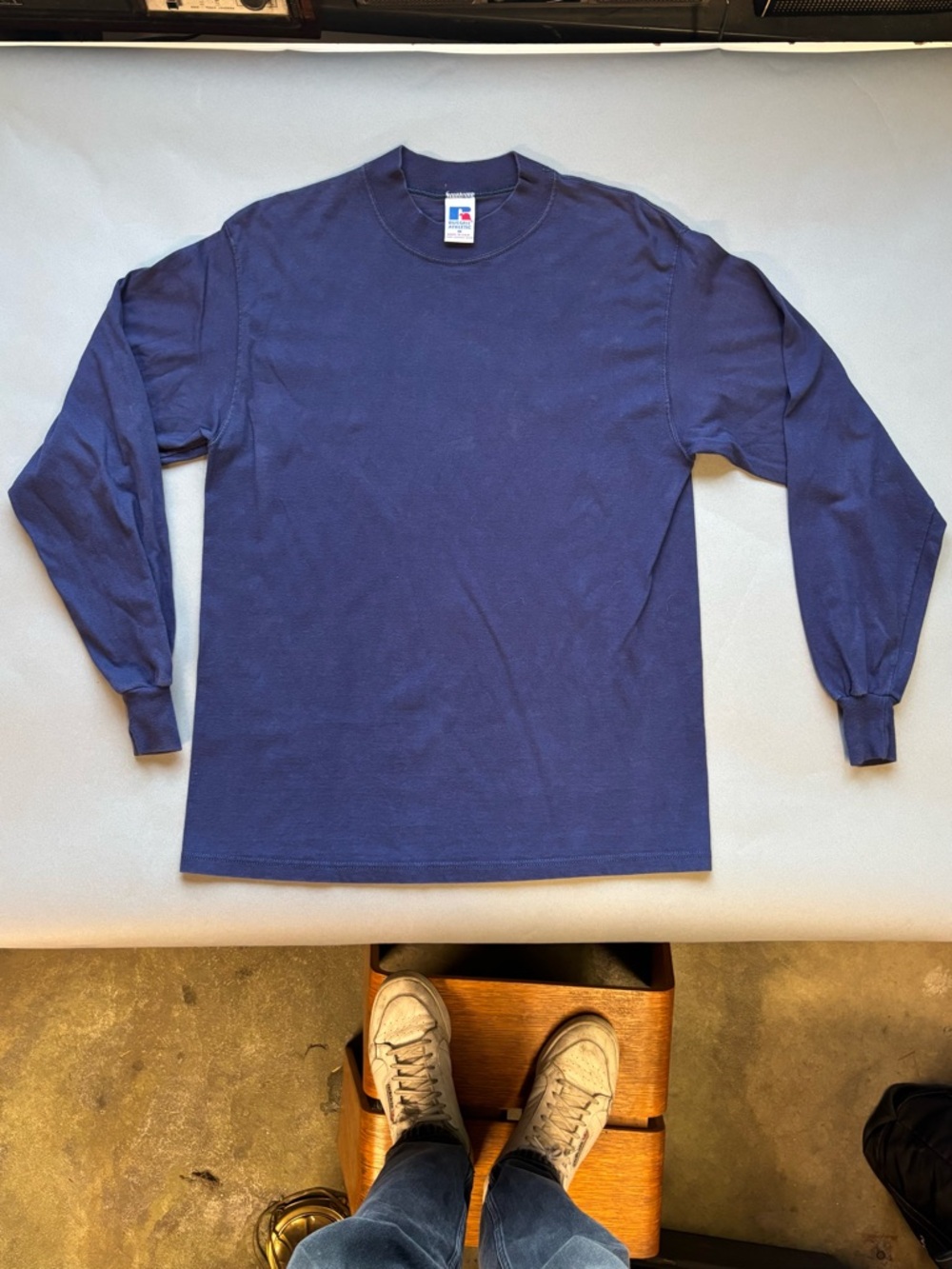 Vintage 80s Long sleeve mock neck T-shirt, Russell athletic label, made in USA